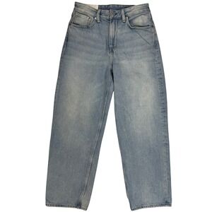 HM Loose Ample High Waist Wide Leg Jeans Light Wash Blue 100 Cotton 28/32